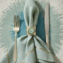 Load image into Gallery viewer, Ombre hand beaded placemat, turquoise