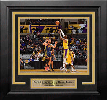 Load image into Gallery viewer, LeBron James v. Steph Curry Game-Winning Shot 2021 Play-In Tournament 8" x 10" Framed Photo