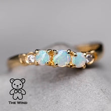 Load image into Gallery viewer, Curved Band Australian Solid Round Opal Diamond Band 14K Yellow Gold