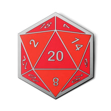 Load image into Gallery viewer, D20 Dice Die - Hard Enamel Adventure Dice Pin Metal by Norse Foundry