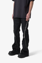 Load image into Gallery viewer, D519 Leather Zipper Flare Pants - Black