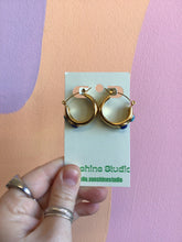 Load image into Gallery viewer, Titanium &amp; Turquoise Hoops