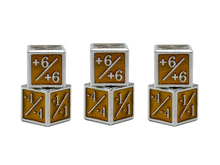Load image into Gallery viewer, 1/+1 &amp; -1/-1 D6 Yellow Pack of 6 CCG Metal Dice