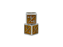 Load image into Gallery viewer, 1/+1 &amp; -1/-1 D6 Yellow Pack of 6 CCG Metal Dice