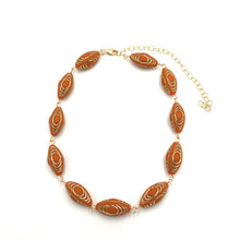 Load image into Gallery viewer, Marigold &amp; Gold Lame’ Beaded Amelia Necklace