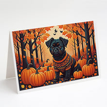 Load image into Gallery viewer, Affenpinscher Fall Greeting Cards -  Blank Note Cards – 8-Pack of Artist-Designed Cards with Envelopes