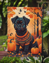 Load image into Gallery viewer, Affenpinscher Fall Garden Flag – Dog Surrounded by Pumpkins &amp; Autumn Leaves