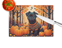 Load image into Gallery viewer, Affenpinscher Fall Glass Cutting Boards – Durable, Decorative Kitchen Art Large