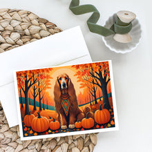 Load image into Gallery viewer, Afghan Hound Fall Greeting Cards -  Blank Note Cards – 8-Pack of Artist-Designed Cards with Envelopes