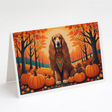 Load image into Gallery viewer, Afghan Hound Fall Greeting Cards -  Blank Note Cards – 8-Pack of Artist-Designed Cards with Envelopes
