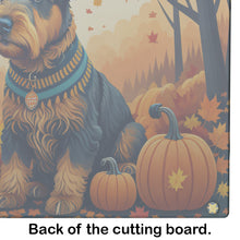 Load image into Gallery viewer, Airedale Terrier Fall Glass Cutting Boards – Durable, Decorative Kitchen Art Large