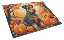Load image into Gallery viewer, Airedale Terrier Fall Glass Cutting Boards – Durable, Decorative Kitchen Art Large