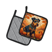 Load image into Gallery viewer, Airedale Terrier Fall Pot Holders - Set of 2 Decorative Kitchen Helpers | Made in the USA