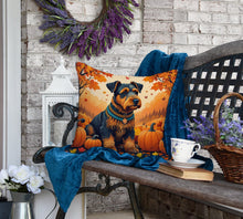Load image into Gallery viewer, Airedale Terrier Fall Fabric Decorative Pillow