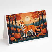 Load image into Gallery viewer, Akita Fall Greeting Cards -  Blank Note Cards – 8-Pack of Artist-Designed Cards with Envelopes