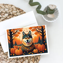Load image into Gallery viewer, Akita Fall Greeting Cards -  Blank Note Cards – 8-Pack of Artist-Designed Cards with Envelopes