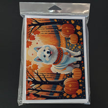 Load image into Gallery viewer, American Eskimo Fall Greeting Cards -  Blank Note Cards – 8-Pack of Artist-Designed Cards with Envelopes