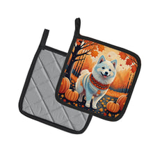 Load image into Gallery viewer, American Eskimo Fall Pot Holders - Set of 2 Decorative Kitchen Helpers | Made in the USA