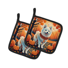 Load image into Gallery viewer, American Eskimo Fall Pot Holders - Set of 2 Decorative Kitchen Helpers | Made in the USA