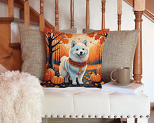 Load image into Gallery viewer, American Eskimo Fall Throw Pillow - 14x14 Decorative Pillow – Art for Your Home &amp; Patio
