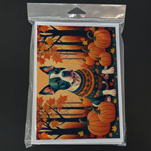 Load image into Gallery viewer, Pit Bull Terrier Fall Greeting Cards -  Blank Note Cards – 8-Pack of Artist-Designed Cards with Envelopes