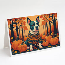 Load image into Gallery viewer, Pit Bull Terrier Fall Greeting Cards -  Blank Note Cards – 8-Pack of Artist-Designed Cards with Envelopes