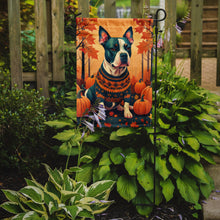 Load image into Gallery viewer, Pit Bull Terrier Fall Garden Flag – Dog Surrounded by Pumpkins &amp; Autumn Leaves