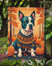 Load image into Gallery viewer, Pit Bull Terrier Fall Garden Flag – Dog Surrounded by Pumpkins &amp; Autumn Leaves