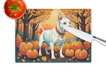 Load image into Gallery viewer, White Pit Bull Terrier Fall Glass Cutting Boards – Durable, Decorative Kitchen Art Large