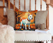 Load image into Gallery viewer, White Pit Bull Terrier Fall Throw Pillow - 14x14 Decorative Pillow – Art for Your Home &amp; Patio