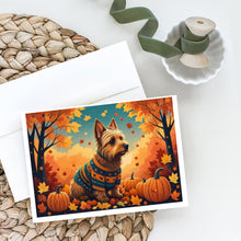 Load image into Gallery viewer, Australian Terrier Terrier Fall Greeting Cards -  Blank Note Cards – 8-Pack of Artist-Designed Cards with Envelopes