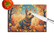 Load image into Gallery viewer, Australian Terrier Terrier Fall Glass Cutting Boards – Durable, Decorative Kitchen Art Large