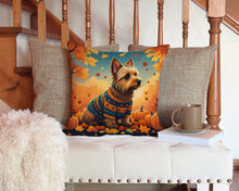 Load image into Gallery viewer, Australian Terrier Terrier Fall Throw Pillow - 14x14 Decorative Pillow – Art for Your Home &amp; Patio
