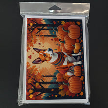 Load image into Gallery viewer, Red Basenji Fall Greeting Cards -  Blank Note Cards – 8-Pack of Artist-Designed Cards with Envelopes