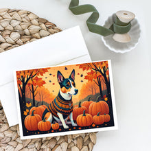 Load image into Gallery viewer, Basenji Fall Greeting Cards -  Blank Note Cards – 8-Pack of Artist-Designed Cards with Envelopes
