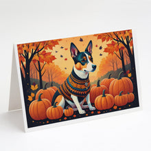 Load image into Gallery viewer, Basenji Fall Greeting Cards -  Blank Note Cards – 8-Pack of Artist-Designed Cards with Envelopes