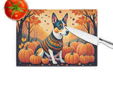 Load image into Gallery viewer, Basenji Fall Glass Cutting Boards – Durable, Decorative Kitchen Art Large