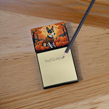 Load image into Gallery viewer, Basenji Fall Sticky Note Holder- Refiilable Desk Accessory Note Pad