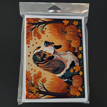 Load image into Gallery viewer, Basset Hound Fall Greeting Cards -  Blank Note Cards – 8-Pack of Artist-Designed Cards with Envelopes