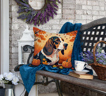 Load image into Gallery viewer, Basset Hound Fall Fabric Decorative Pillow