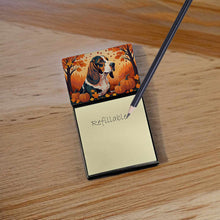 Load image into Gallery viewer, Basset Hound Fall Sticky Note Holder- Refiilable Desk Accessory Note Pad