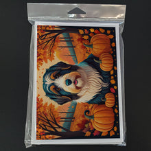 Load image into Gallery viewer, Bearded Collie Fall Greeting Cards -  Blank Note Cards – 8-Pack of Artist-Designed Cards with Envelopes