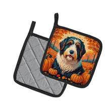 Load image into Gallery viewer, Bearded Collie Fall Pot Holders - Set of 2 Decorative Kitchen Helpers | Made in the USA