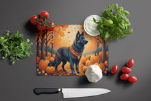 Load image into Gallery viewer, Belgian Sheepdog Fall Glass Cutting Boards – Durable, Decorative Kitchen Art Large