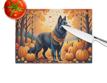 Load image into Gallery viewer, Belgian Sheepdog Fall Glass Cutting Boards – Durable, Decorative Kitchen Art Large