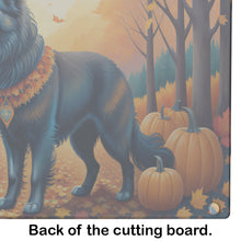 Load image into Gallery viewer, Belgian Sheepdog Fall Glass Cutting Boards – Durable, Decorative Kitchen Art Large