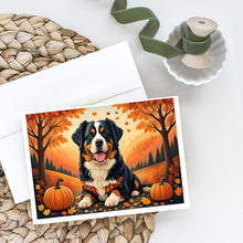 Load image into Gallery viewer, Bernese Mountain Dog Fall Greeting Cards -  Blank Note Cards – 8-Pack of Artist-Designed Cards with Envelopes