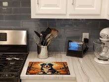 Load image into Gallery viewer, Bernese Mountain Dog Fall Glass Cutting Boards – Durable, Decorative Kitchen Art Large