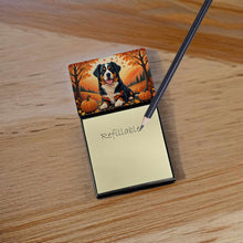 Load image into Gallery viewer, Bernese Mountain Dog Fall Sticky Note Holder- Refiilable Desk Accessory Note Pad