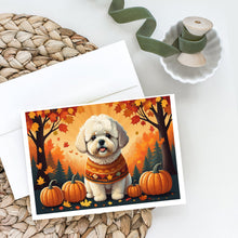 Load image into Gallery viewer, Bichon Frise Fall Greeting Cards -  Blank Note Cards – 8-Pack of Artist-Designed Cards with Envelopes